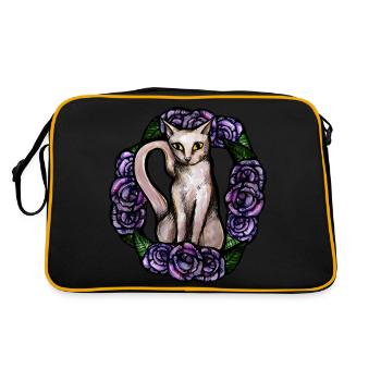 White Cat Purple Rose - Retro Bag - black/gold - Back