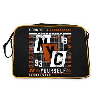 New York - Retro Tasche - Schwarz/Gold - Hinten