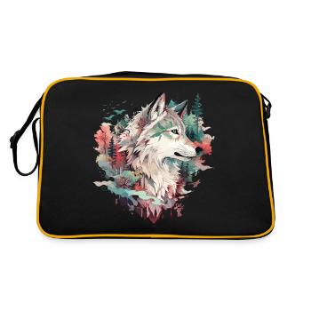 Wolf Wolf’s Head Nature Wilderness Adventure Art forestier - Sac Retro - noir/or - Dos