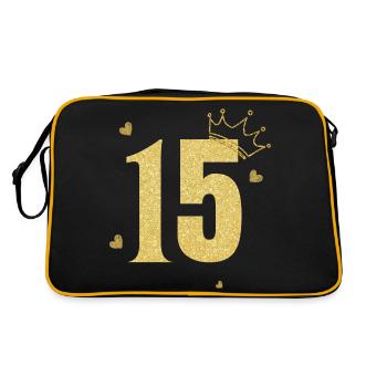 15e anniversaire couronne doré - Sac Retro - noir/or - Dos