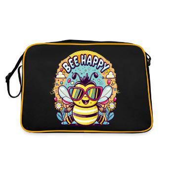 Abeille heureuse, Bee Happy - Sac Retro - noir/or - Dos
