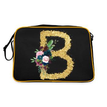 Buchstabe b gold floral - Retro Tasche - Schwarz/Gold - Hinten
