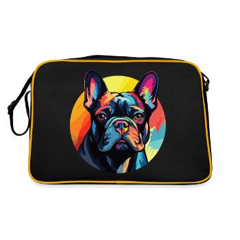 French Bulldog portrait pop art style - Retro Bag - black/gold - Back