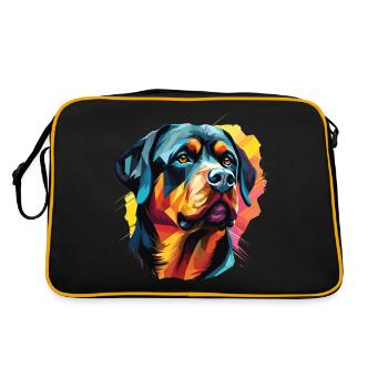 Chien de race Rottweiler avec style coloré Pop Art - Sac Retro - noir/or - Dos