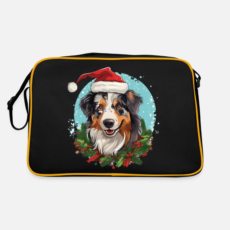 Australian Shepherd in Weihnachtsstimmung Retro Tasche