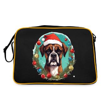 Un chien de la race Boxer dans l'ambience de Noël - Sac Retro - noir/or - Dos