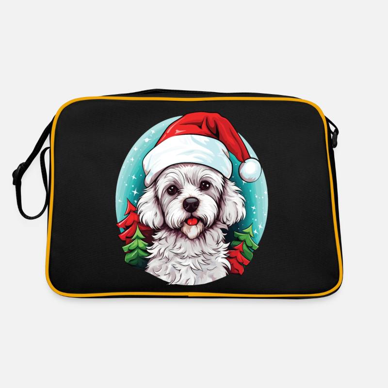 Bichon Hund feiert Weihnachten Retro Tasche