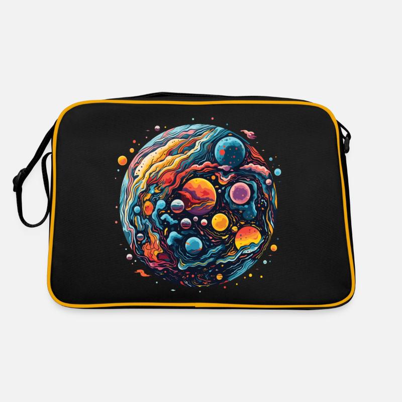 Colorful planets with psychedelic style Retro Bag