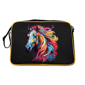 Colorful horse portrait pop art style - Retro Bag - black/gold - Back