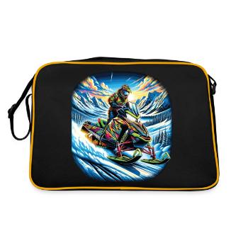 Une motoneige colorée dans un paysage montagneux - Sac Retro - noir/or - Dos