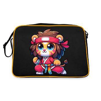 Un lion ninja mignon style manga - Sac Retro - noir/or - Dos