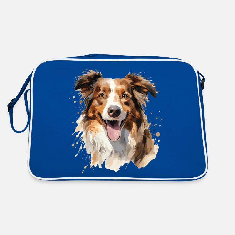 Ein australischer Schäferhund mit Aquarell Retro Tasche