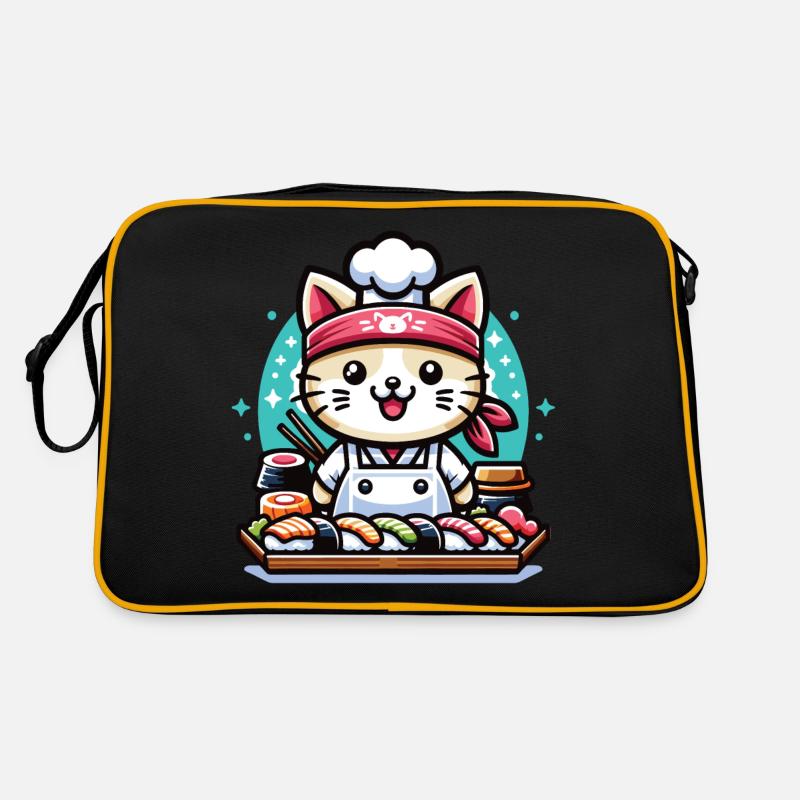 A kawaii cat Japanese sushi chef Retro Bag