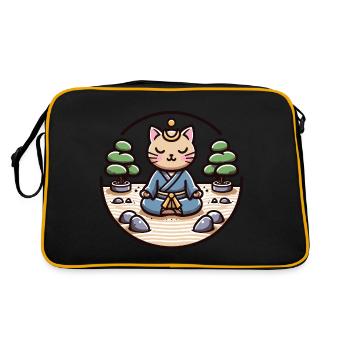 Chat samouraï serein dans un jardin zen - Sac Retro - noir/or - Dos