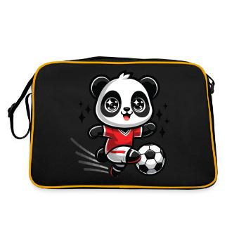 Un panda kawaii qui joue au football - Sac Retro - noir/or - Dos
