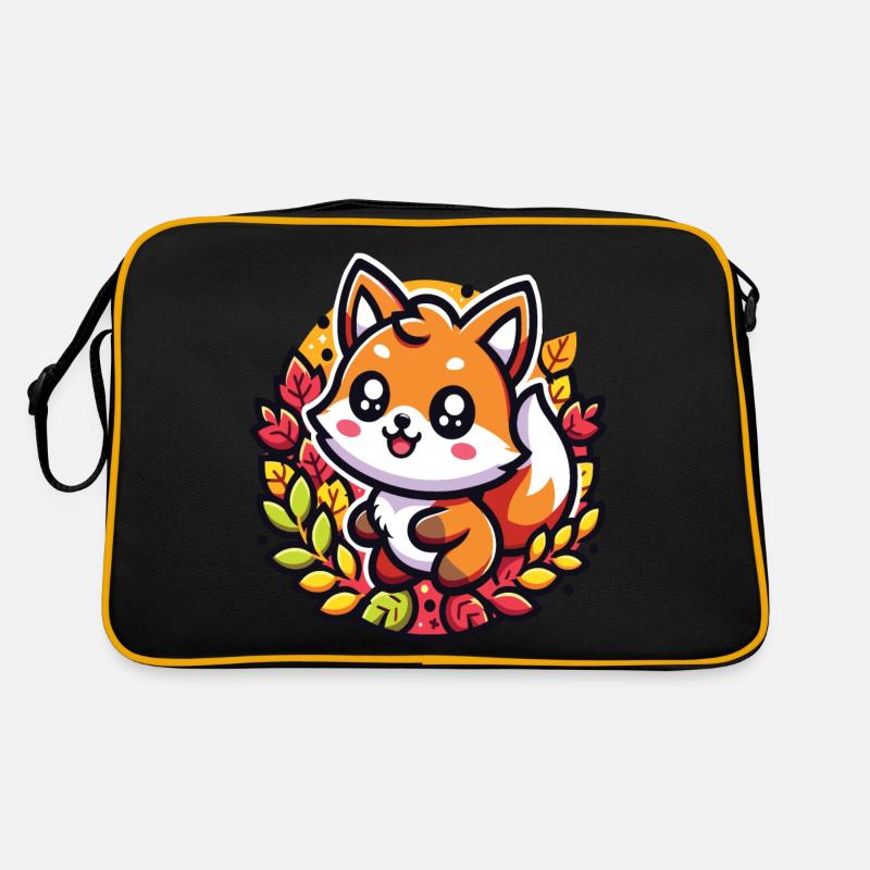 A kawaii fox with autumn forest décor Retro Bag