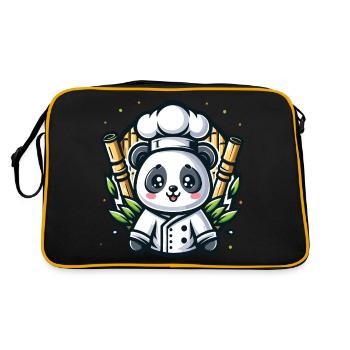 Chef panda kawaii bambou - Sac Retro - noir/or - Dos