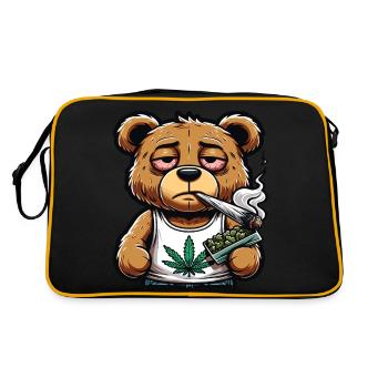 Ours qui fume un joint de cannabis - Sac Retro - noir/or - Dos