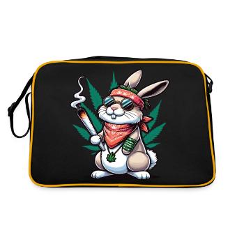 Un lapin hippie qui fume un joint de cannabis - Sac Retro - noir/or - Dos