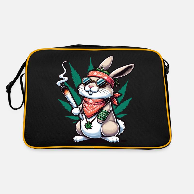 A hippie bunny smoking a cannabis joint Retro Bag