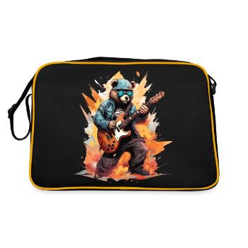 Un ours qui joue de la guitare électrique - Sac Retro - noir/or - Dos