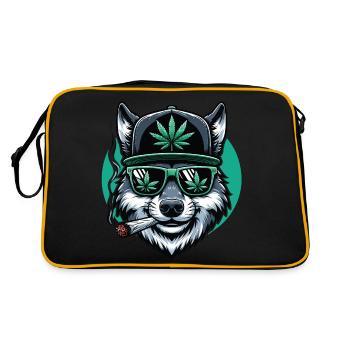 Un loup qui fume un joint de marijuana - Sac Retro - noir/or - Dos