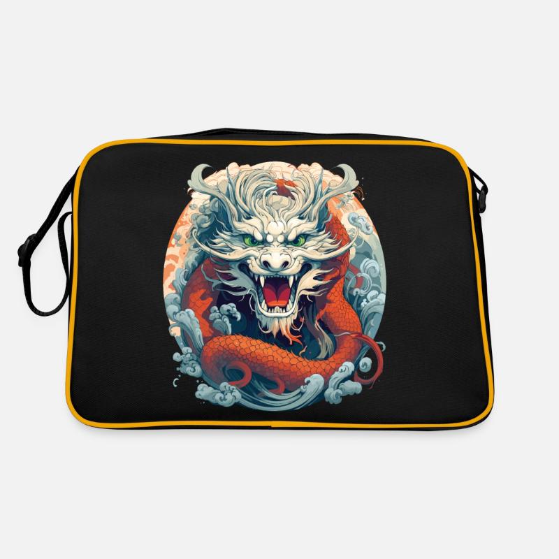 Design d'un dragon chinois - Sac Retro - noir/or