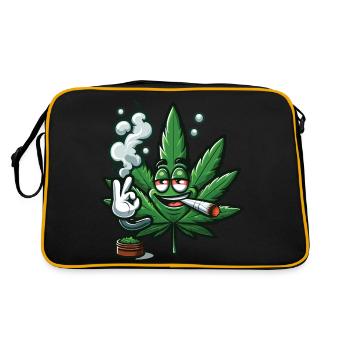 Une feuille de cannabis qui fume style cartoon - Sac Retro - noir/or - Dos