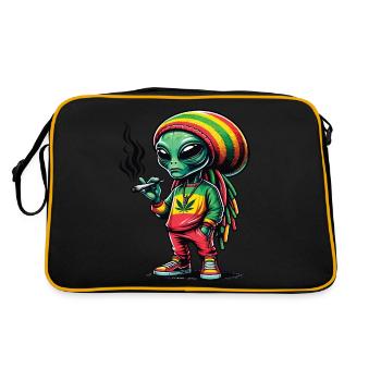 Un alien rasta qui fume un joint de cannabis - Sac Retro - noir/or - Dos