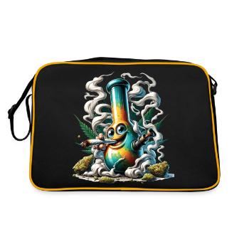 Un bang qui fume un joint de cannabis - Sac Retro - noir/or - Dos
