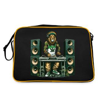 Un lion rasta dj qui mixe entouré d'enceintes - Sac Retro - noir/or - Dos