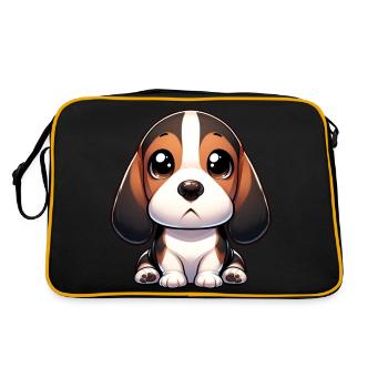 Digital illustration of cute Basset Hound - Retro Bag - black/gold - Back