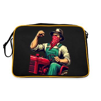 Historischer ländlicher revolutionärer Traktor - Retro Tasche - Schwarz/Gold - Hinten