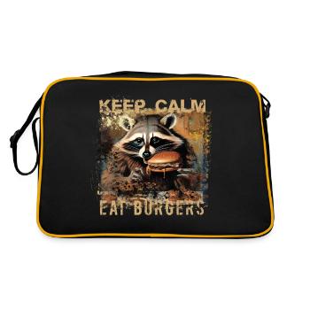 Keep Calm Eat Burgers,Raccoon,Burger,Fast Food - Retro Bag - black/gold - Back