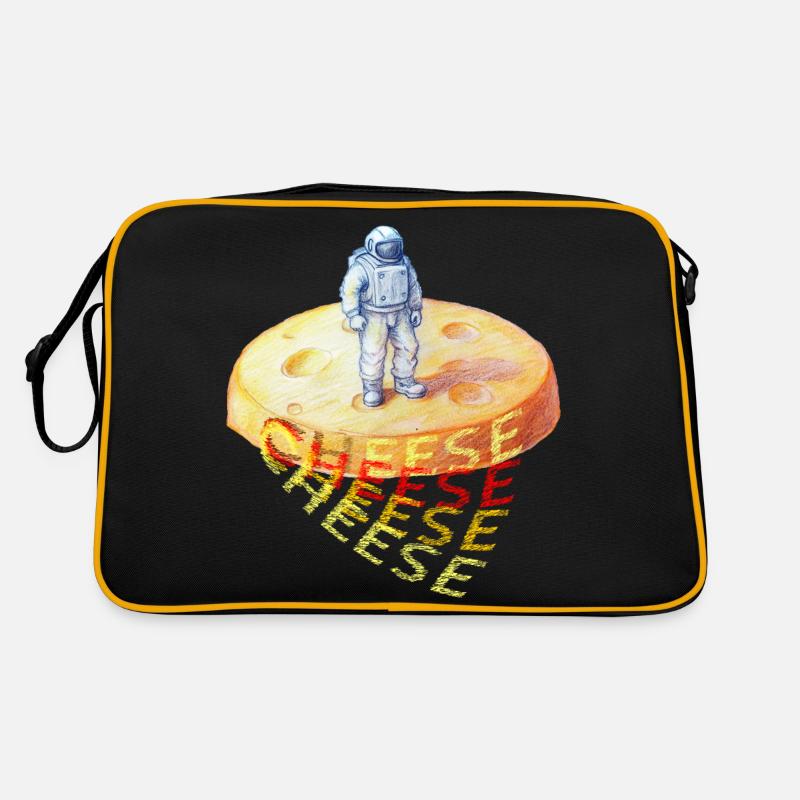 Cheese, Käse, Astronaut auf Käse Retro Tasche