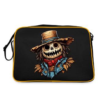 Vogelscheuche / Erntehelfer / Maisfeld / Feld - Retro Tasche - Schwarz/Gold - Hinten