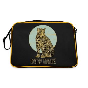 Wild Thing mit Leopard - Retro Tasche - Schwarz/Gold - Hinten