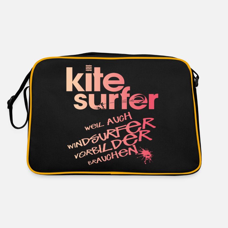 Kitesurfer vs Windsurfer - Retro Tasche - Schwarz/Gold