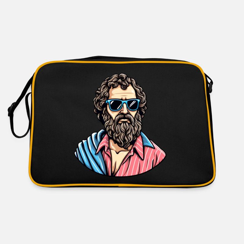 Lässiger cooler Philosophen-Look - Retro Tasche - Schwarz/Gold