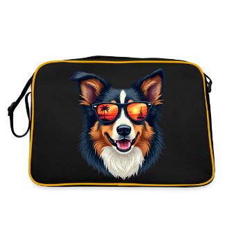 Australian Shepherd Wearing Sunglasses - Retro Bag - black/gold - Back