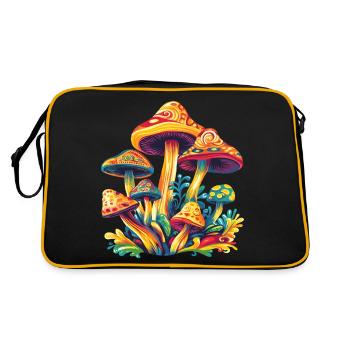 Colorful Psychedelic Mushrooms - Retro Bag - black/gold - Back
