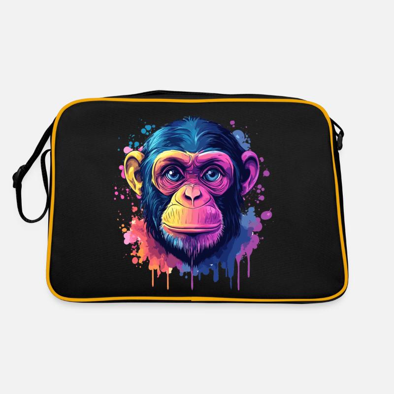 Psychedelischer Affe mit leuchtenden Farben Retro Tasche
