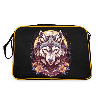 Head of a wolf in New School tattoo style - Retro Bag - black/gold - Back