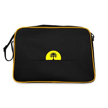 Palme Sonne Linie - Retro Tasche - Schwarz/Gold - Hinten