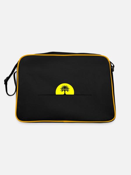 Palm Tree Sun Line - Retro Bag - black/gold - Back