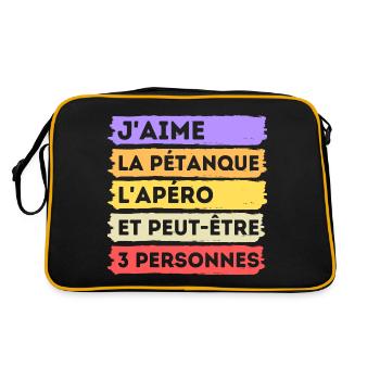 Pétanque et apéro humour phrase drôle cadeau - Sac Retro - noir/or - Dos