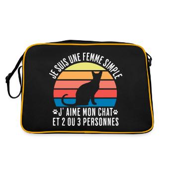 Chat j'aime mon chat humour femme cadeau chat - Sac Retro - noir/or - Dos