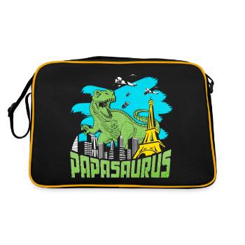 Papasaurus humour papa dinosaure cadeau vintage - Sac Retro - noir/or - Dos