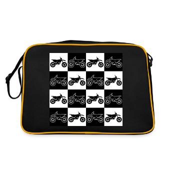 Motorcycle Checkerboard For Biker Motorcycle Fan - Retro Bag - black/gold - Back