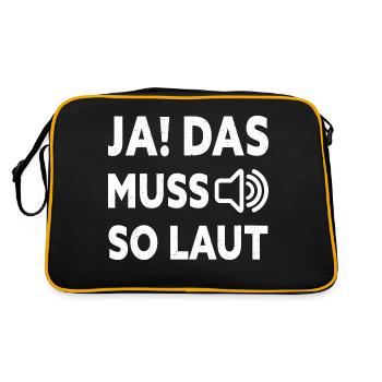 Ja Das Muss So Laut Musiker Sarkasmus Laute Musik - Retro Tasche - Schwarz/Gold - Hinten